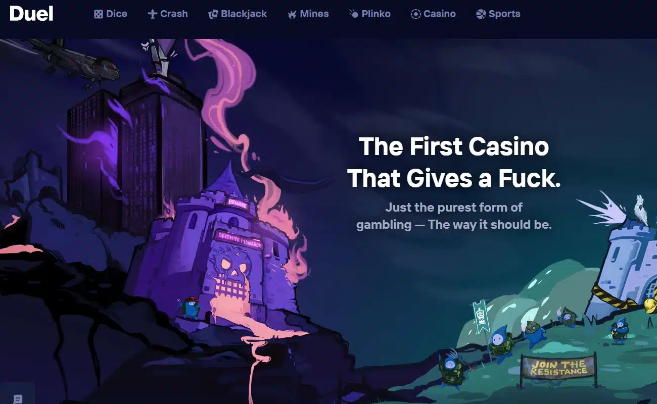 Duel casino интерфейс — пример